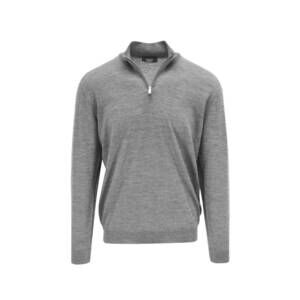 NEW FEDELI men's lightweight wool quarter zip jacket in light grey